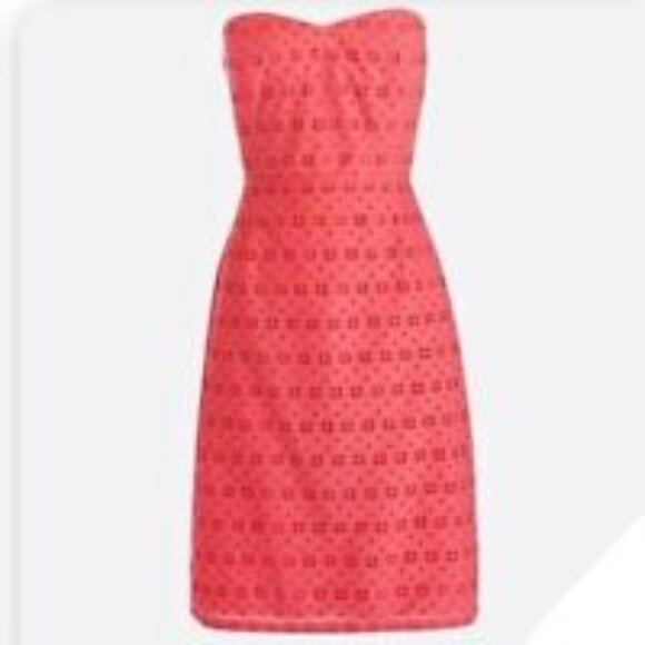 J. CREW CORAL STRAPLESS EYELET LACE DRESS NWT SZ 2 - Picture 11 of 11
